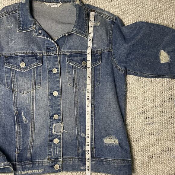 Blu[edit] Distressed Denim Jean Jacket M Graphic Comic Book Pop Art 90s Style - Picture 4 of 11